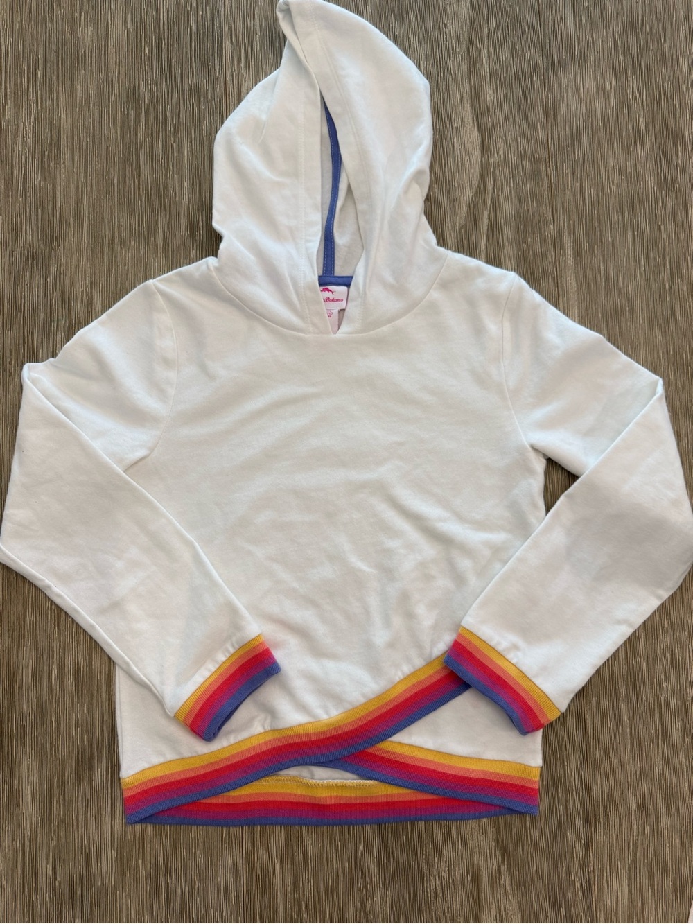 Tommy Bahama Kids White Hoodie with Rainbow Trim size L
